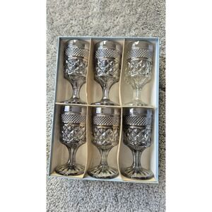 Anchor Hocking WEXFORD Pewter Mist Juice Goblets Six Glasses 6oz‎